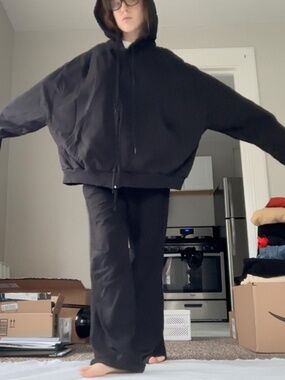 Black Ushatava Zip-Up — Oversized Unisex — Georgian Designers